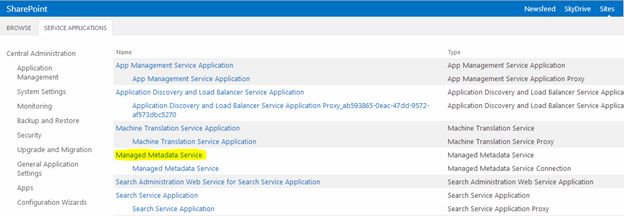 Configure Managed Metadata Service